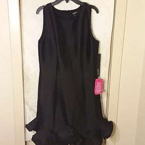 PLEATED RUFFLE COCKTAIL DRESS